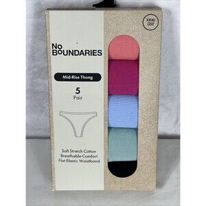 No Boundaries Mid-Rise Thong 5 Pair Stretch Cotton Multicolor Size XXXL 22 NEW